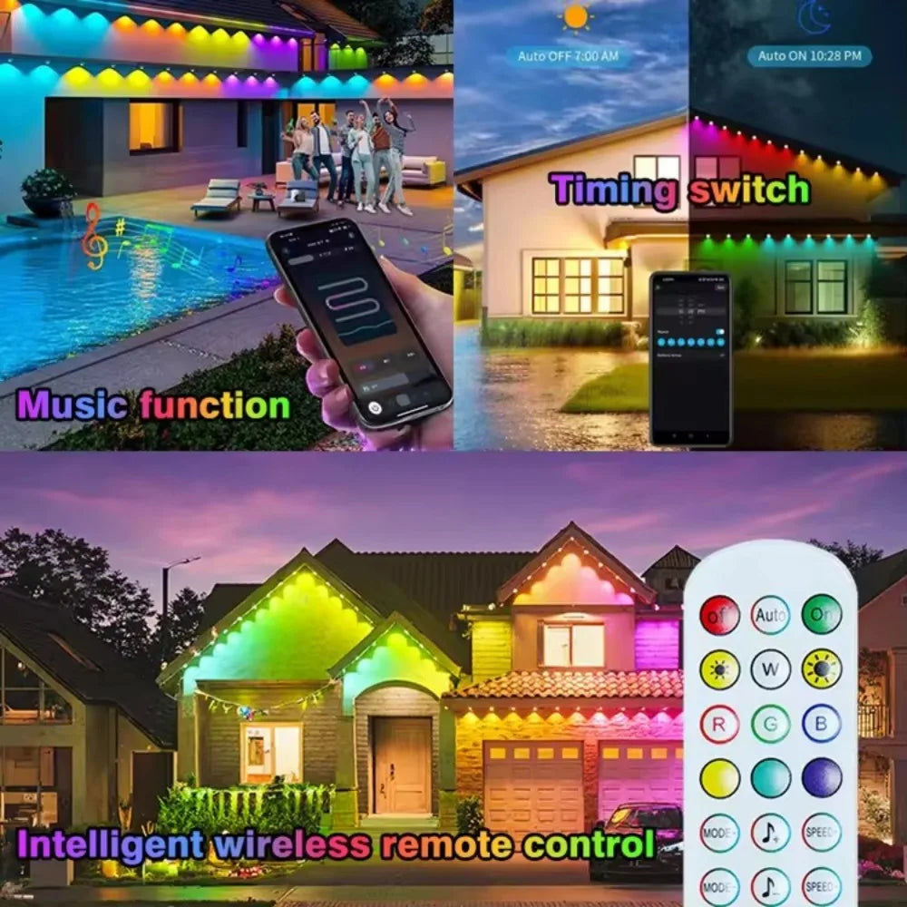 MIMIRGB Smart Outdoor Lights IP67 Waterproof Eaves String Music Sync