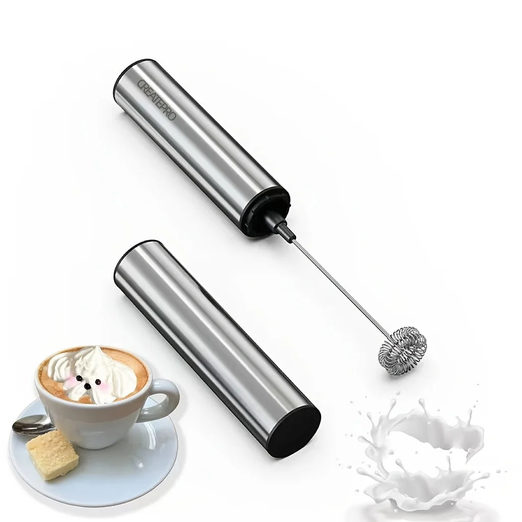 Rechargeable Stainless Steel Milk Frother With Two Speed Settings