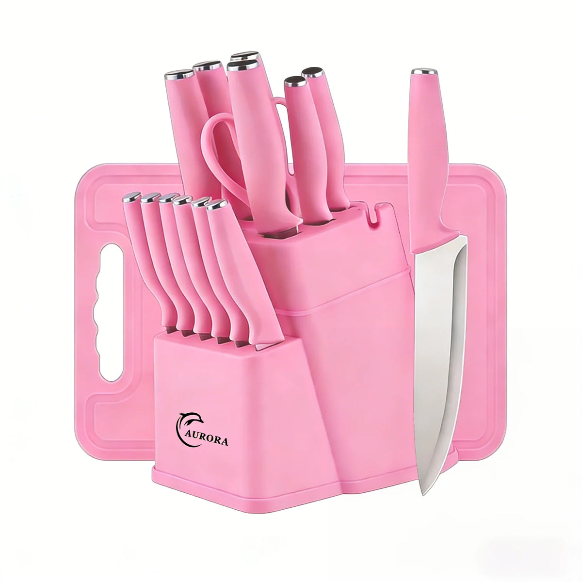 15-Piece Stainless Steel Knife Set with Built-In Sharpener And Rust Resistant Blade
