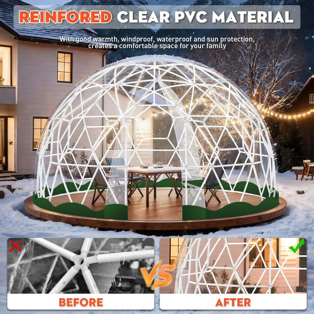12 X 7.2 Ft Garden Dome Tent, Outdoor TPU Greenhouse, Accommodates 4-8 People, Waterproof Transparent Dome Tent