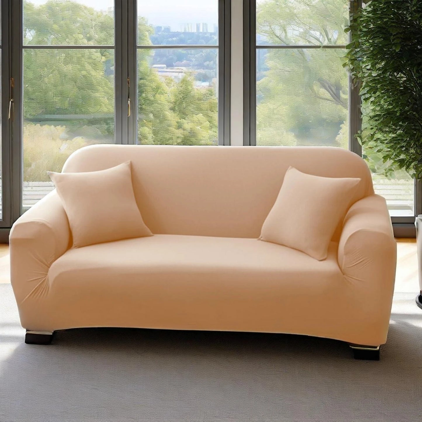 Soil Color Sofa Cover 1 2 3 4 Seater Slip Cover Sofa Couch Stretch Elastic Fabric Chair Loveseat Universal Furniture Protector