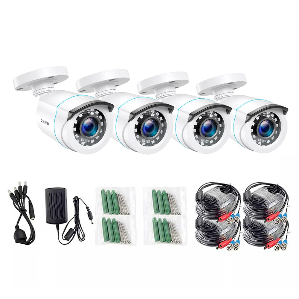 ZOSI 1080P 4 Pack HD TVI Security Cameras Outdoor Weatherproof