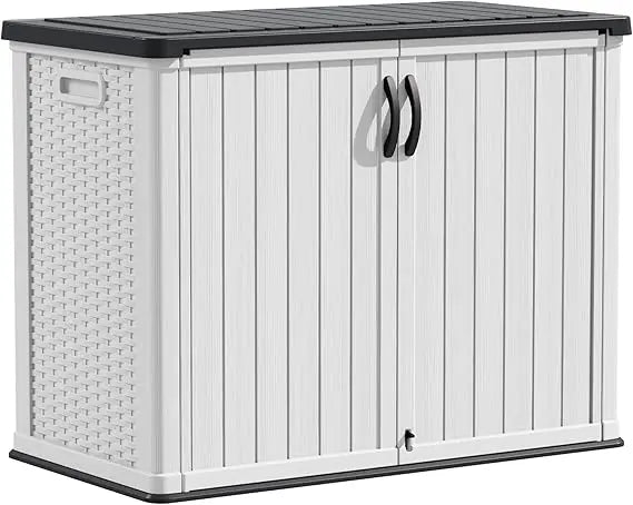 Outdoor Storage Cabinet 26 Cu Ft with Lockable Doors, Horizontal Storage Shed Waterproof Patio Tools,Gardening Tools.