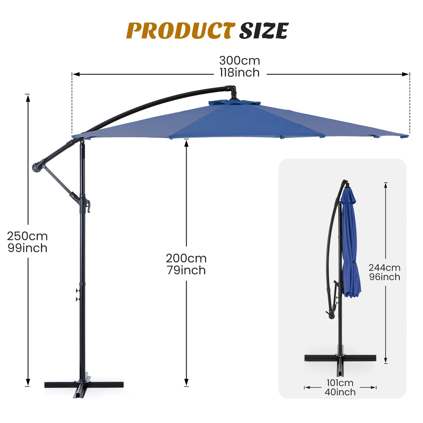 JHK Outdoor Cantilever Patio Umbrella With Tilt Adjustment And UV Protection