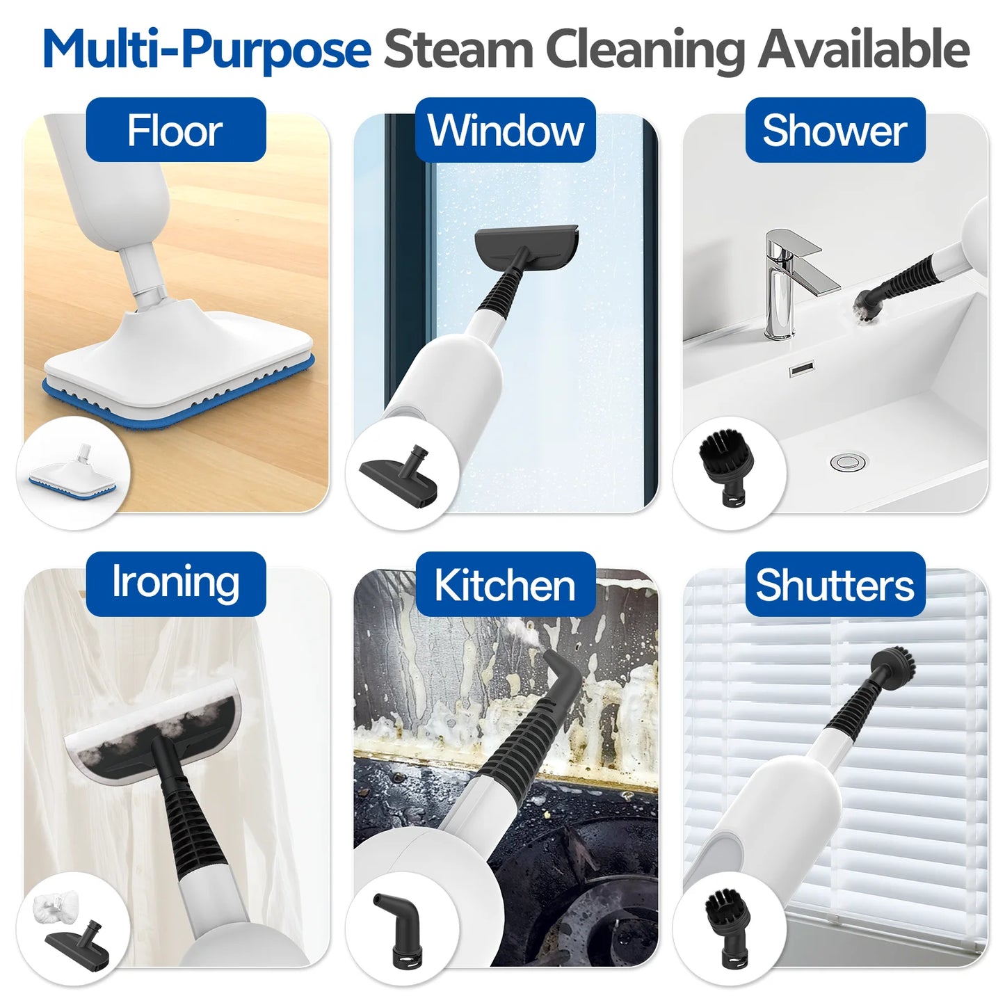 INSE Powerful Steam Mop 6 In 1 Detachable Floor Cleaner