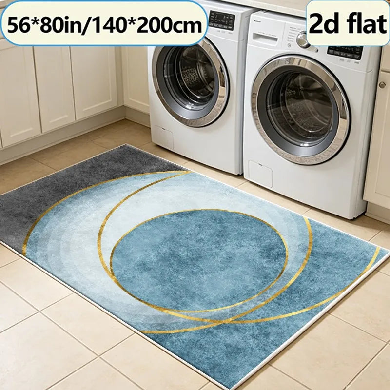 Abstract Gold Foil Pattern Area Rug For Modern Living Rooms