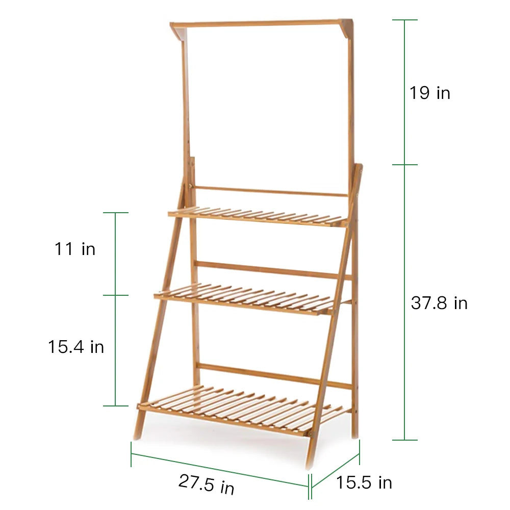 3-Tier Bamboo Plant Stand For Indoor And Outdoor Use