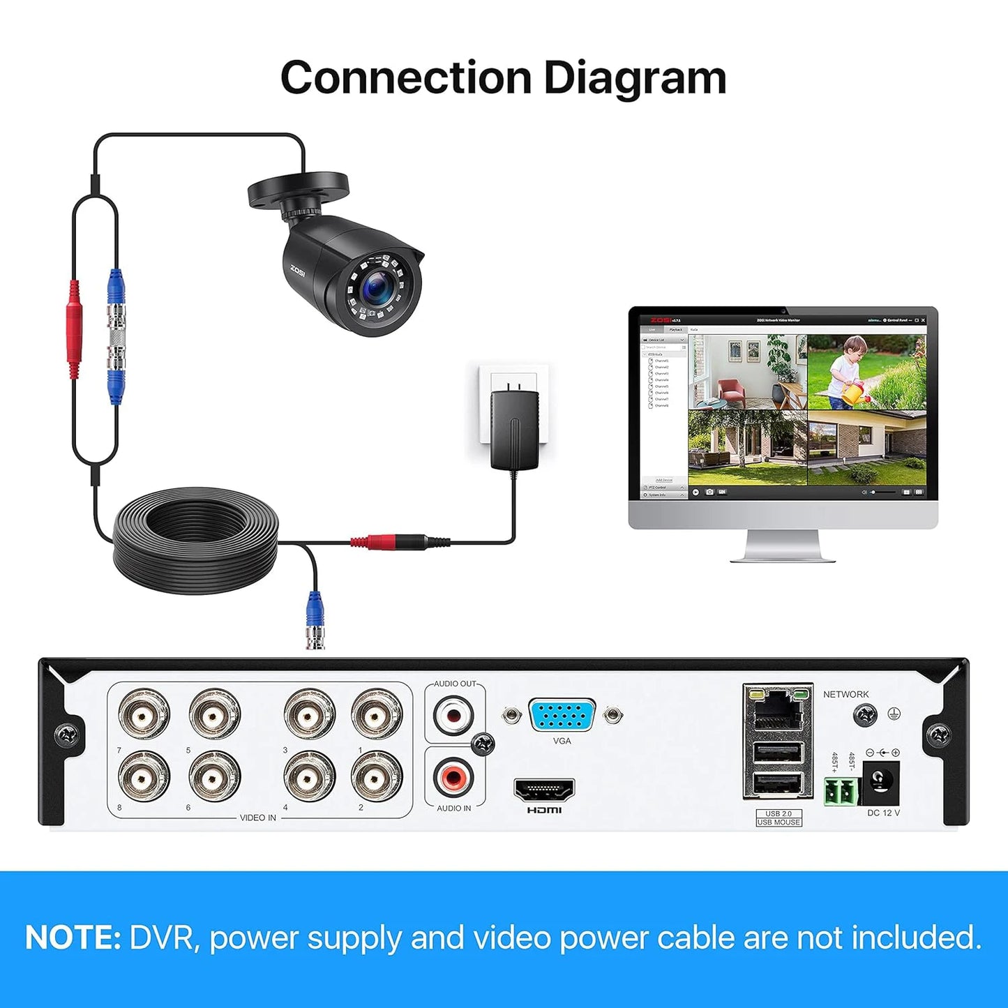 ZOSI 1080P 4 Pack HD TVI Security Cameras Outdoor Weatherproof