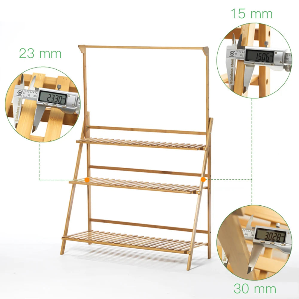 3-Tier Bamboo Plant Stand For Indoor And Outdoor Use