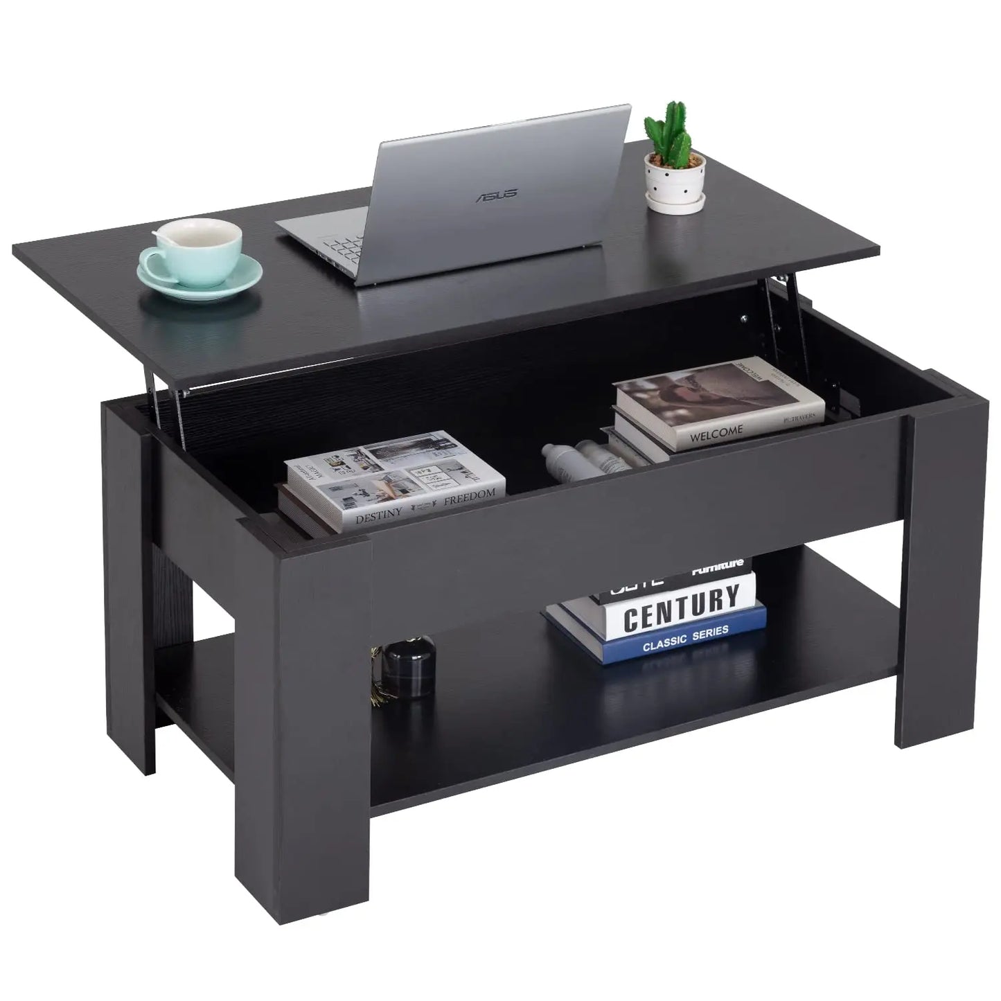 XIUWO Lift Top Coffee Table With Hidden Compartment And Storage