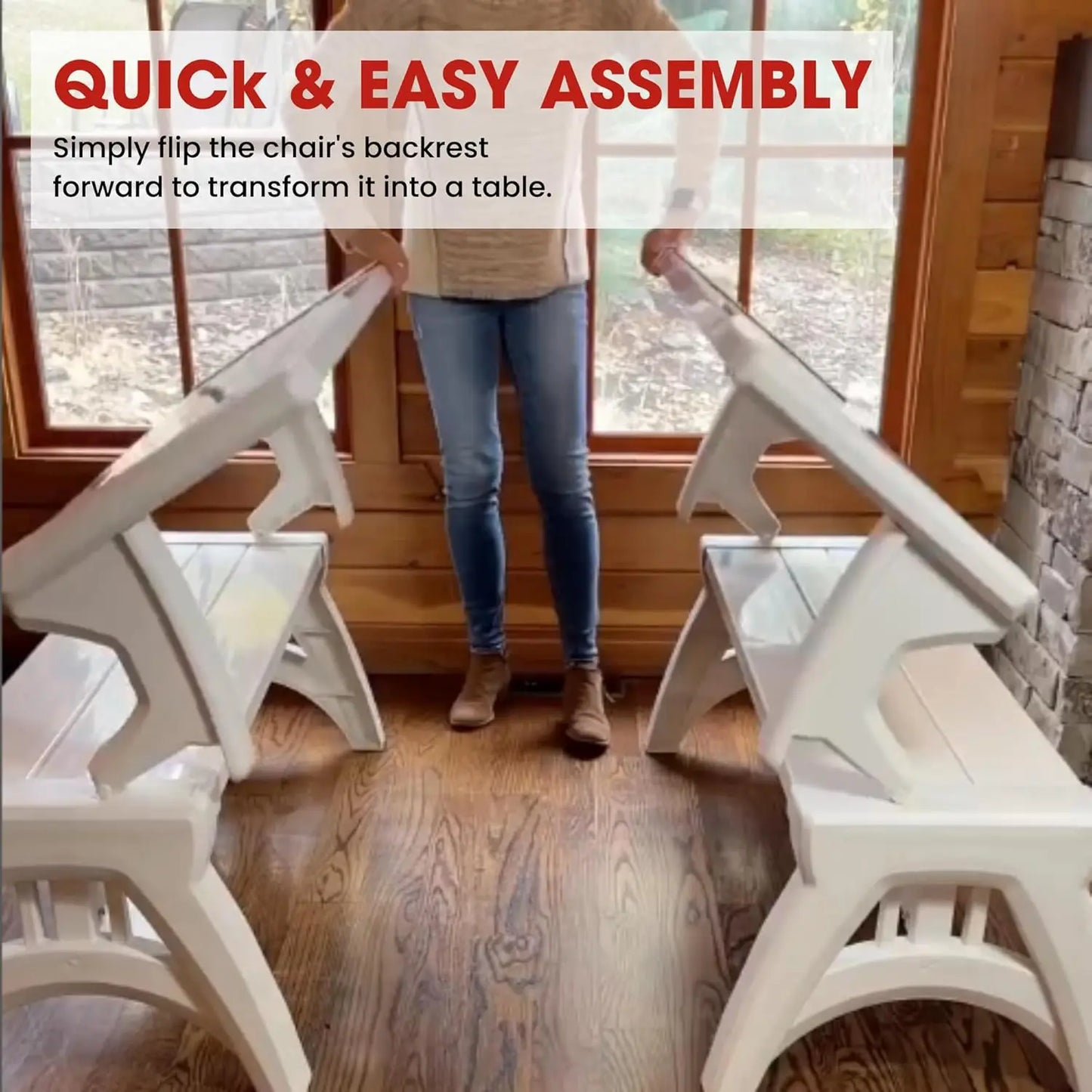 2-In-1 Convertible Bench Table Weather Resistant Patio Furniture