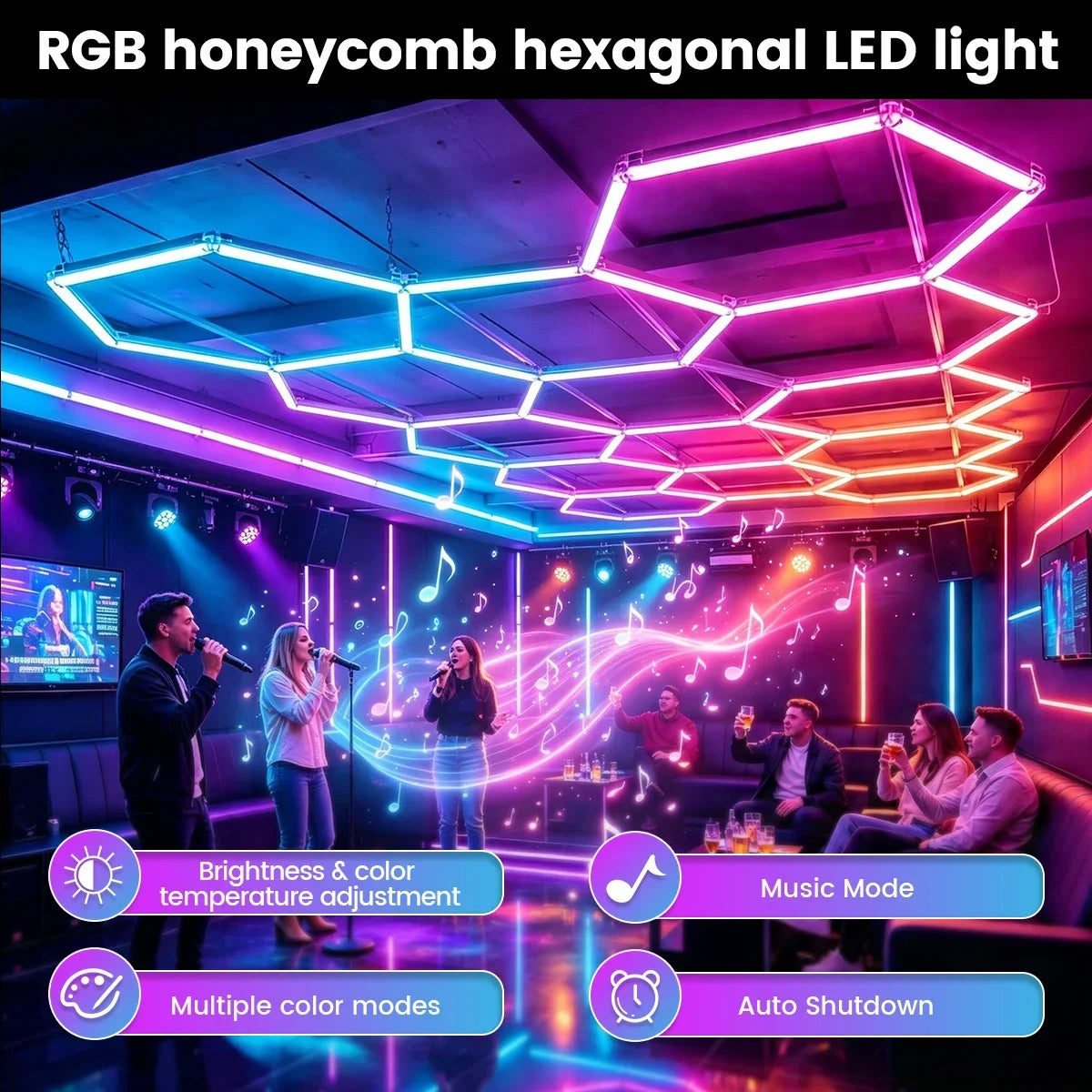 VASTFIRE Smart Hexagonal RGB Ambient Tube Light With App Control