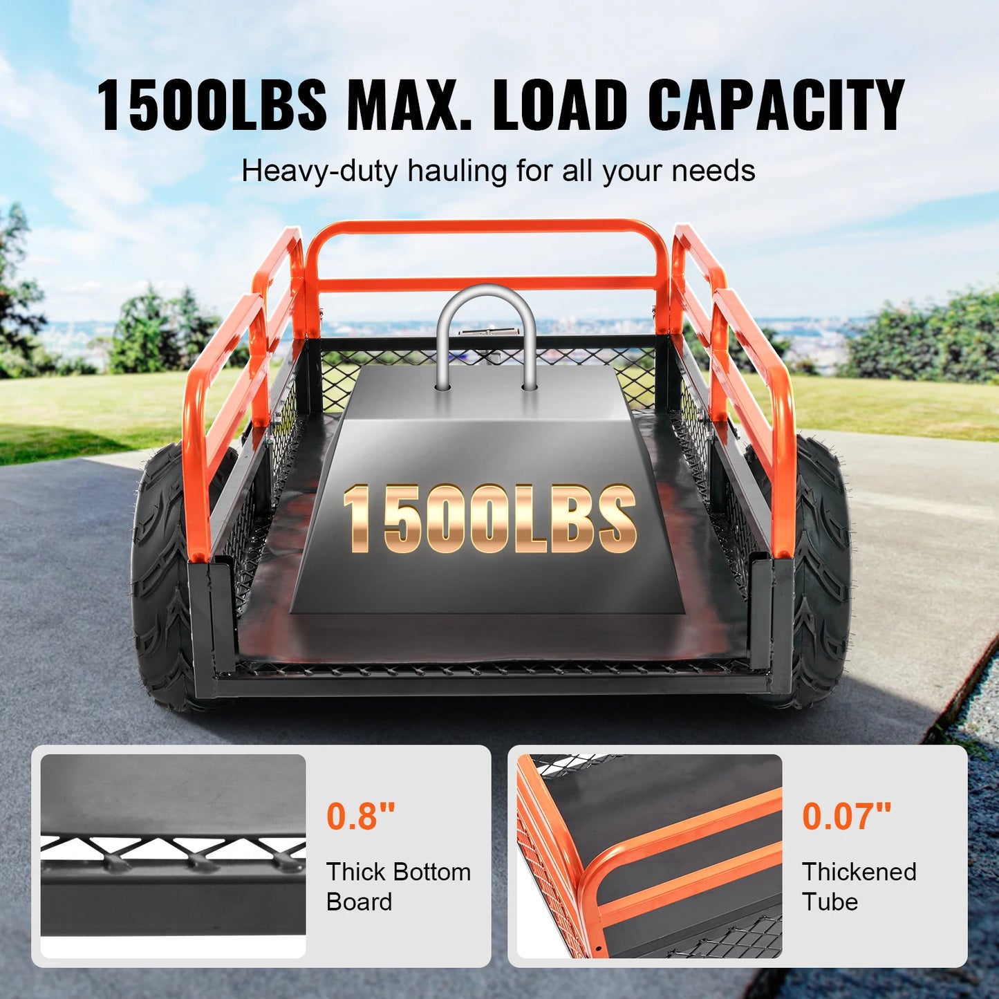 SucceBuy Heavy Duty ATV Dump Trailer With Removable Sides