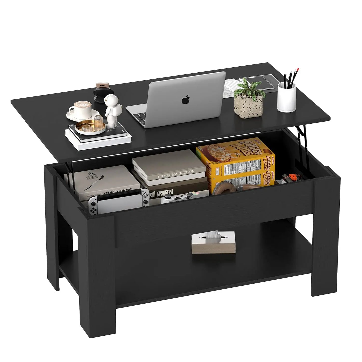 XIUWO Lift Top Coffee Table With Hidden Compartment And Storage