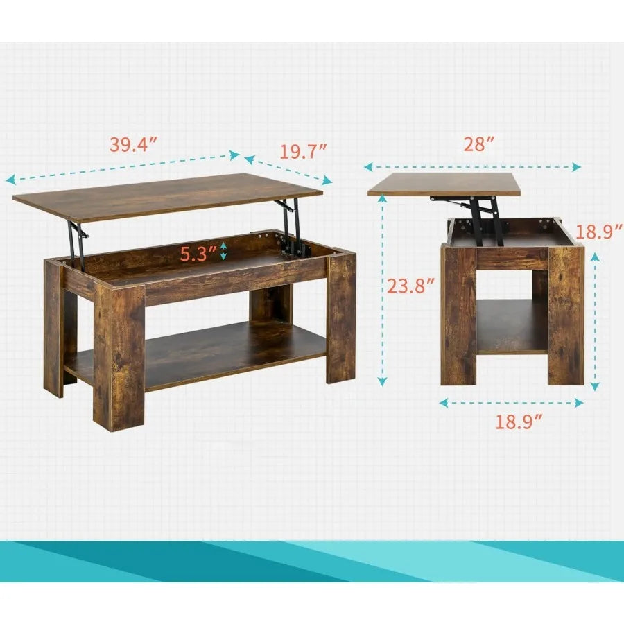 XIUWO Lift Top Coffee Table With Hidden Compartment And Storage