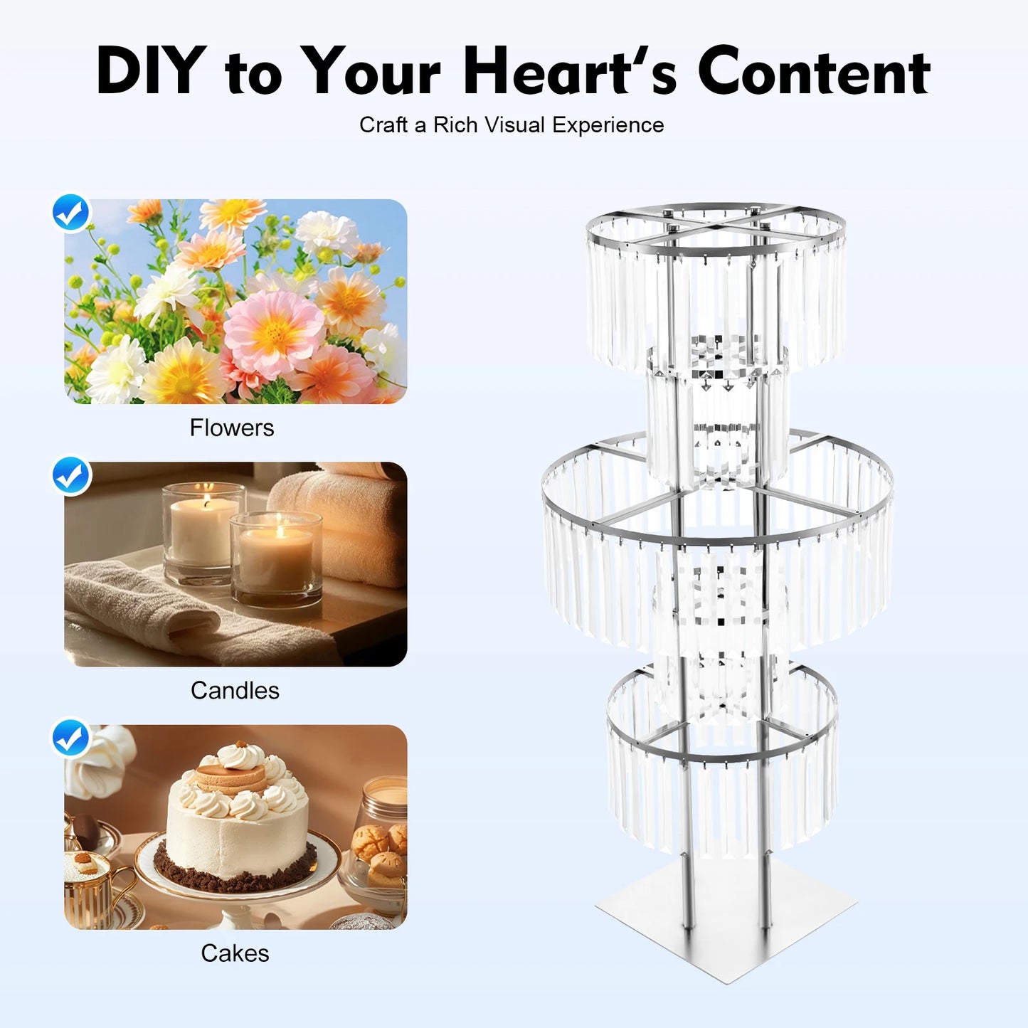 5 Tier Wedding Centerpiece Flower Stand For Acrylic Crystal Display
