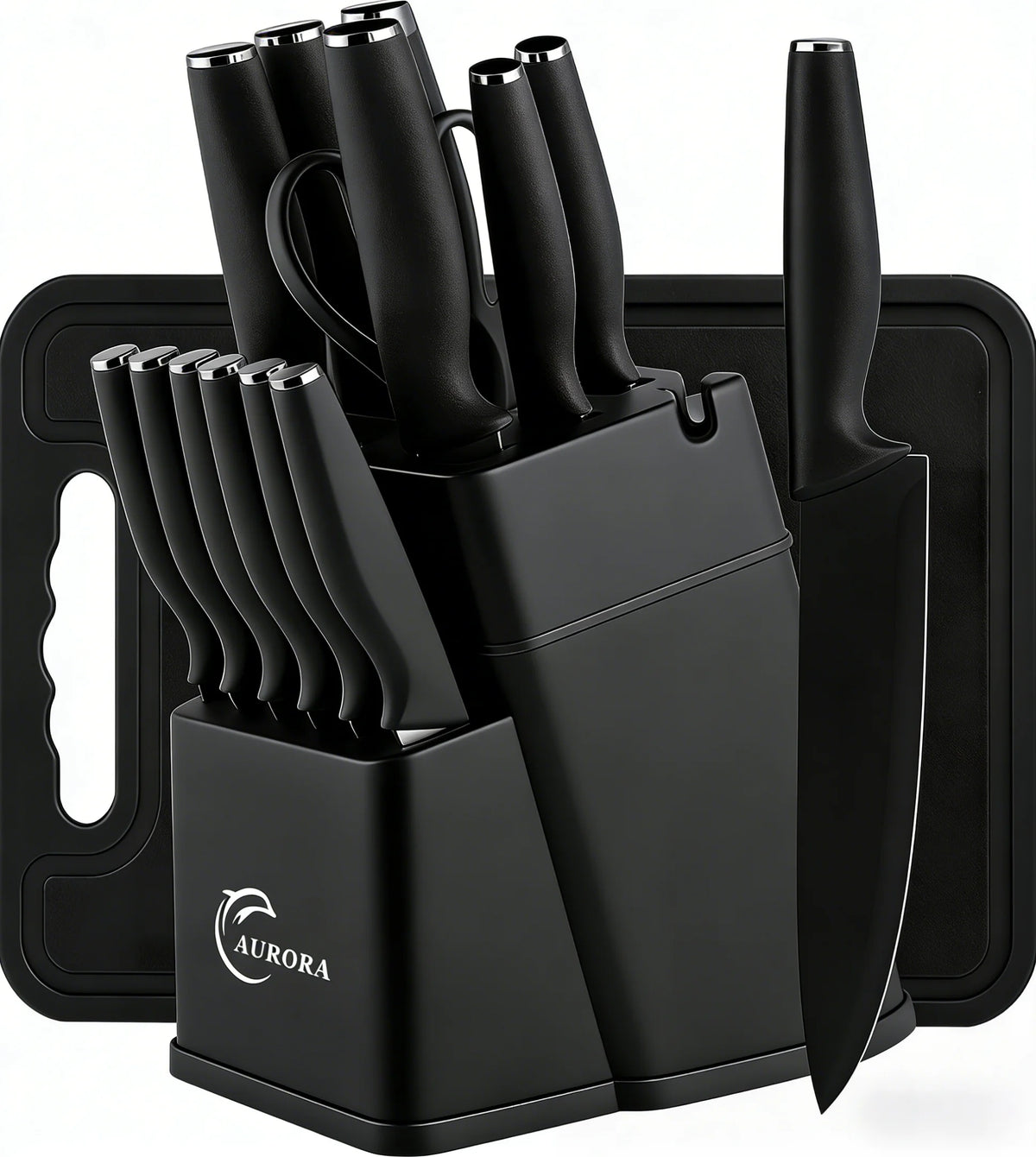 15-Piece Stainless Steel Knife Set with Built-In Sharpener And Rust Resistant Blade