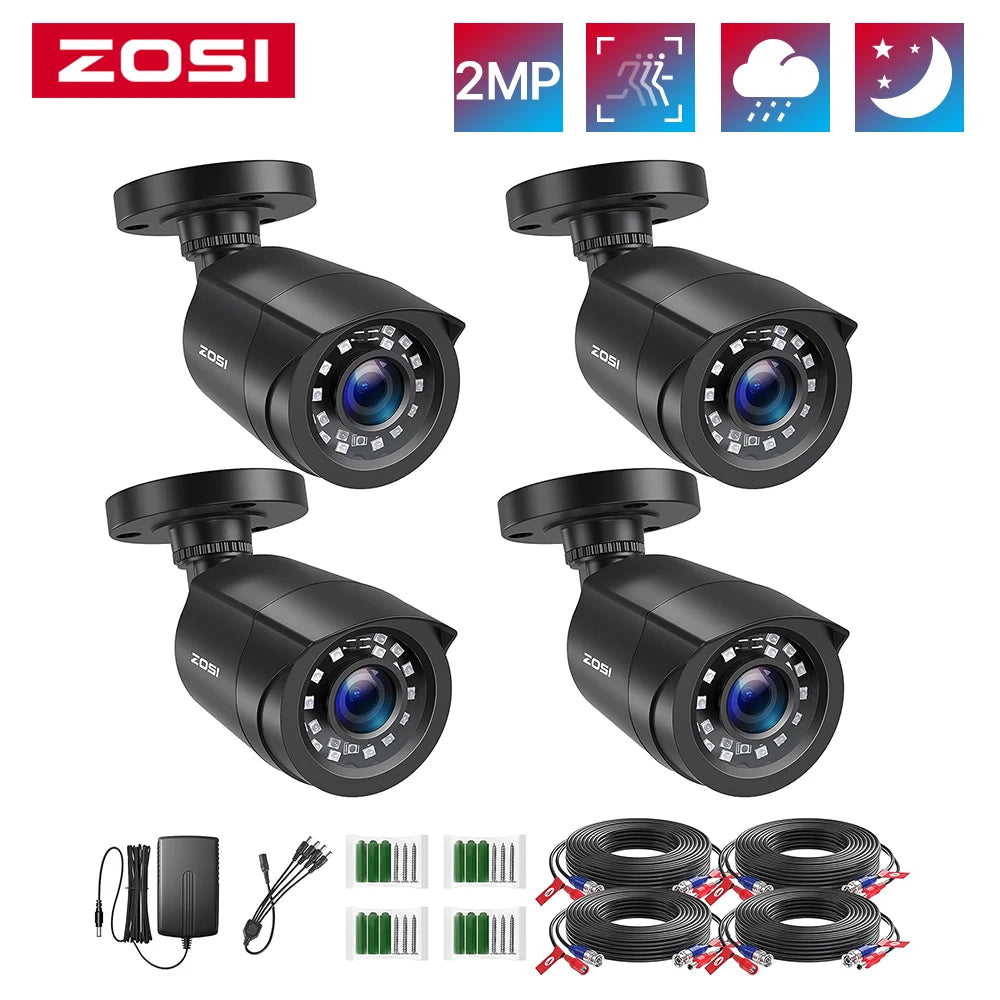 ZOSI 1080P 4 Pack HD TVI Security Cameras Outdoor Weatherproof