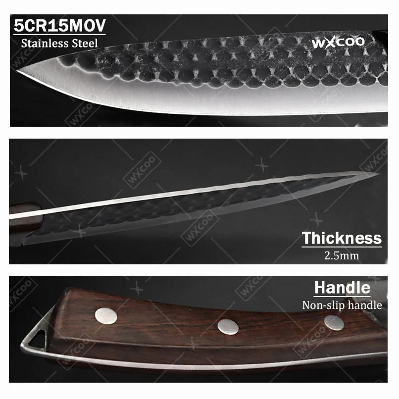 WXCOO Professional Kitchen Chef Knife Set Stainless Steel Cooking