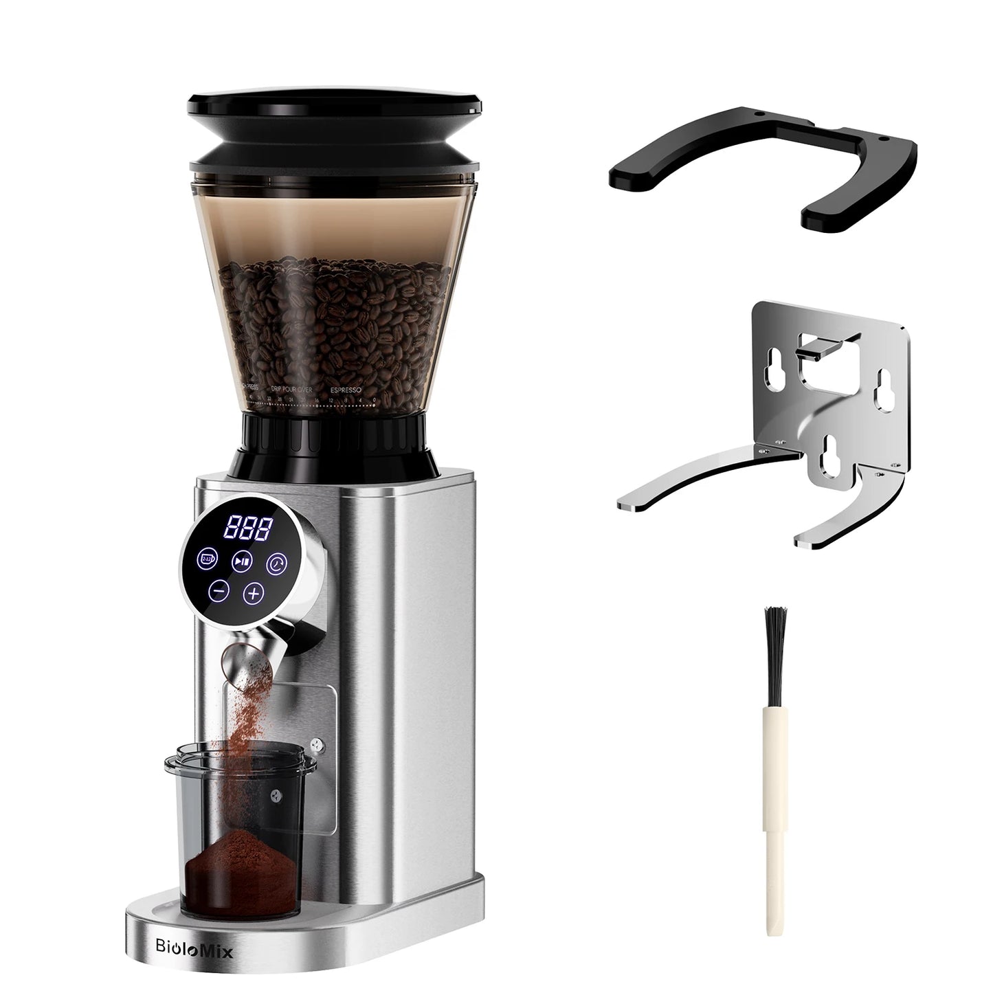Biolomix Electric Conical Burr Coffee Grinder With Adjustable Settings