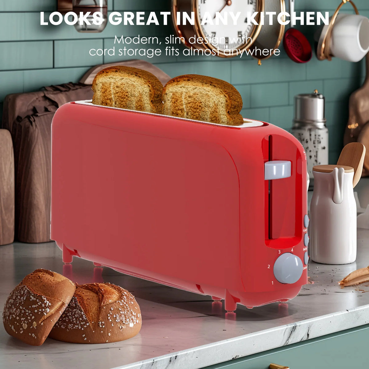 Premium Electric Toaster With Defrost And Reheat Functions