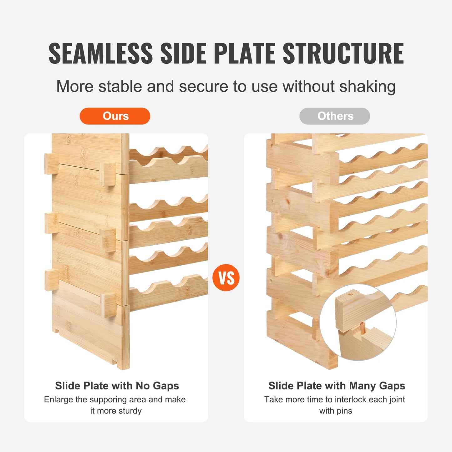 SucceBuy Bamboo Stackable Wine Rack Free Standing Storage Display