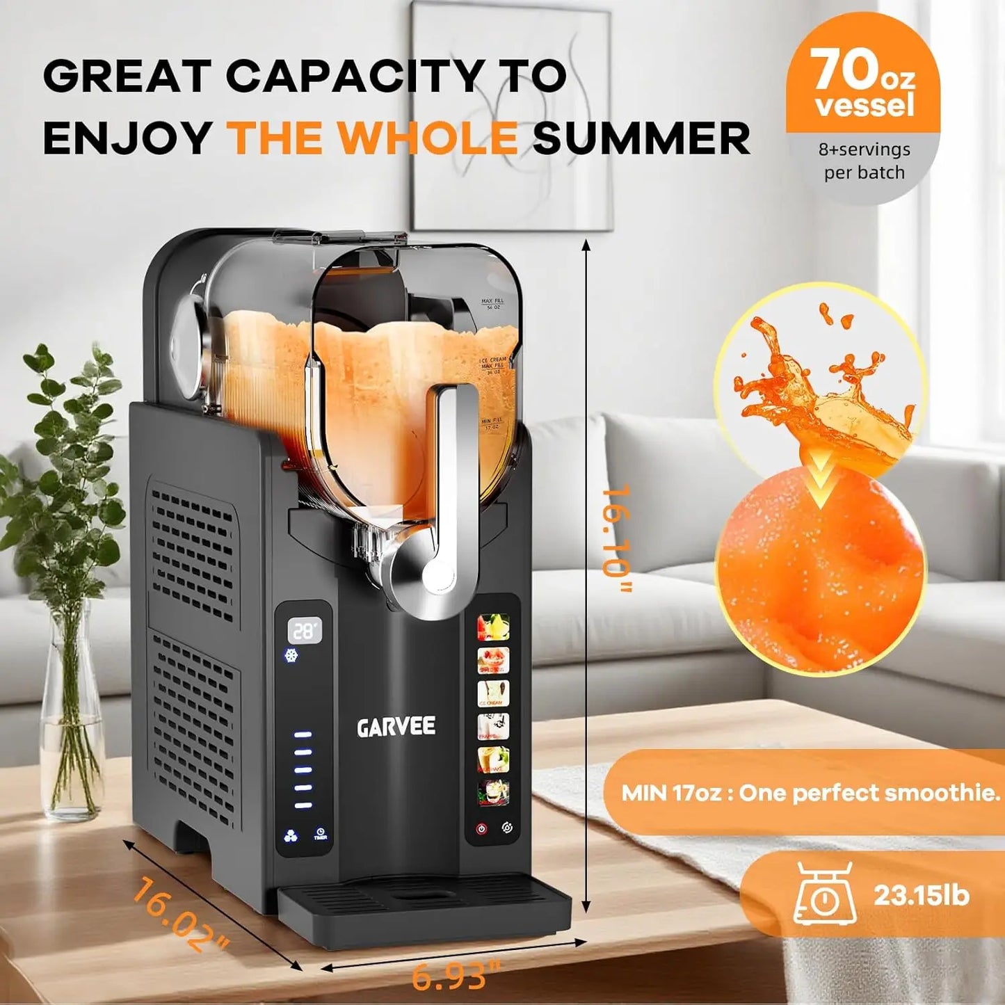 Acekool Slushie Maker For Home No Ice Needed With Led Display 6 Preset Programs