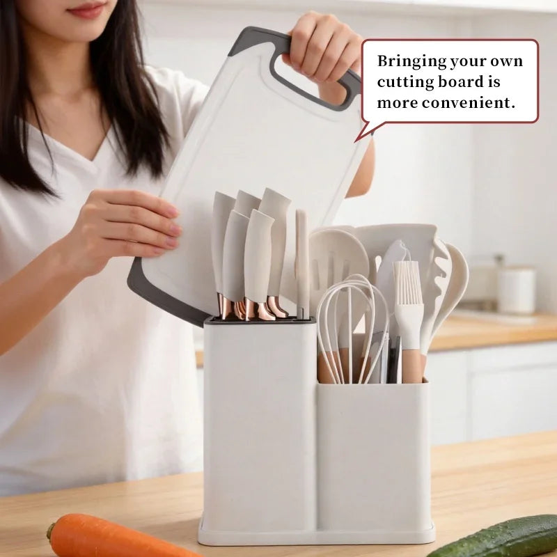 19 In 1 Kitchen Knife And Silicone Utensil Set