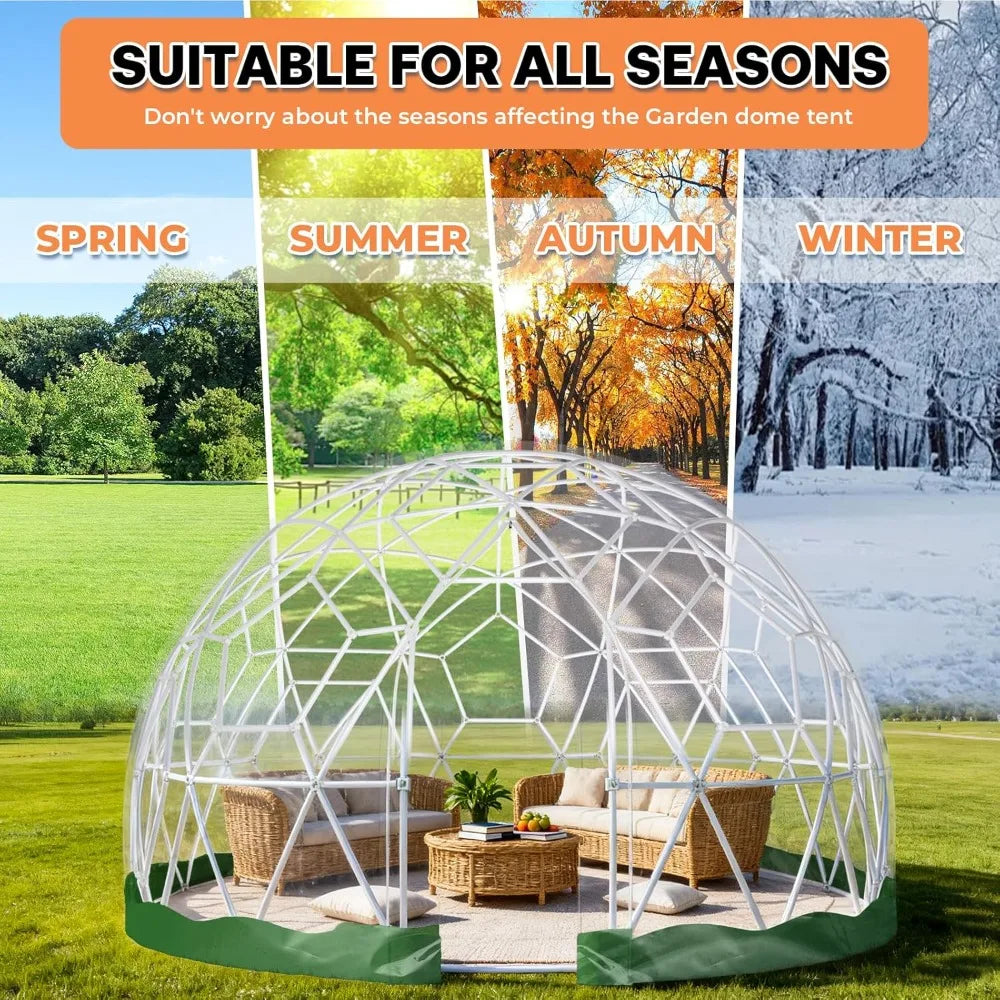 12 X 7.2 Ft Garden Dome Tent, Outdoor TPU Greenhouse, Accommodates 4-8 People, Waterproof Transparent Dome Tent