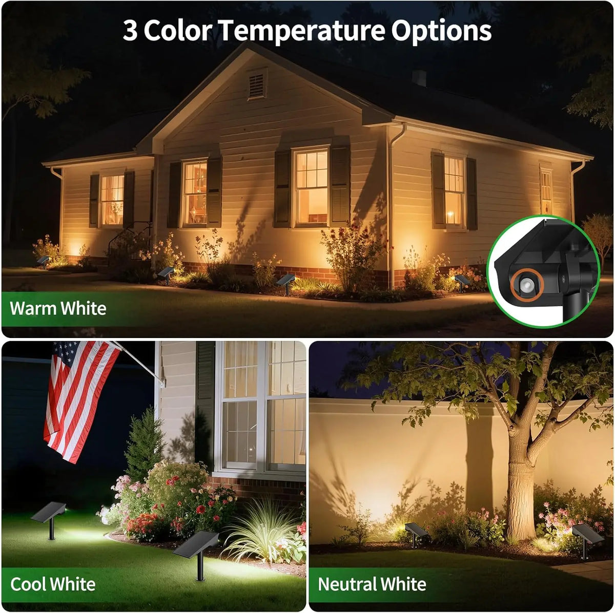 Intelamp Solar Spotlights Outdoor Garden Landscape Pathway Lighting