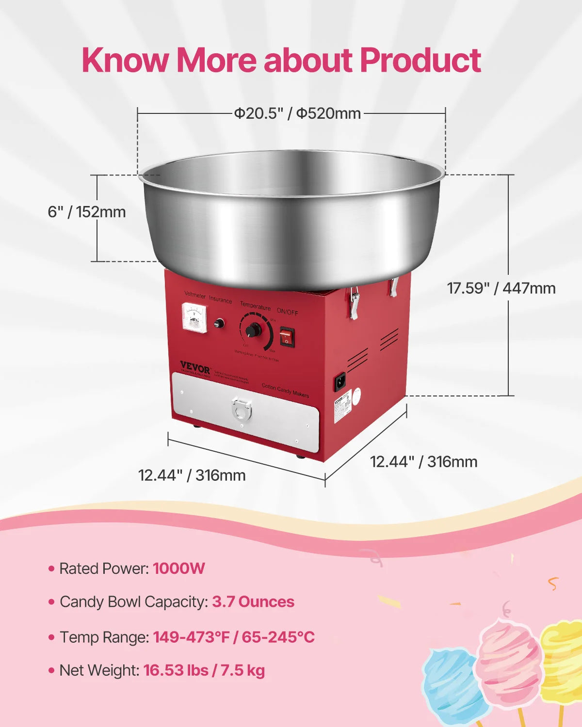 SucceBuy Electric Cotton Candy Machine 1000W