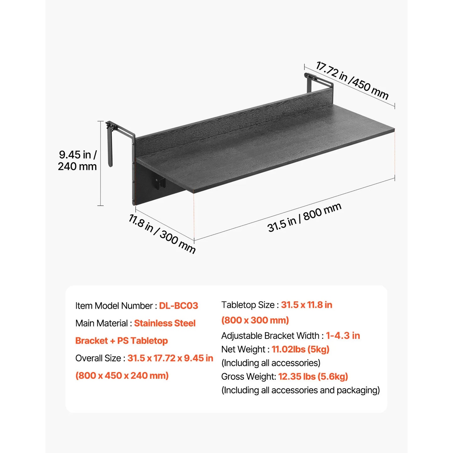 SucceBuy Balcony Hanging Table Folding Railing Table For Outdoor Patio
