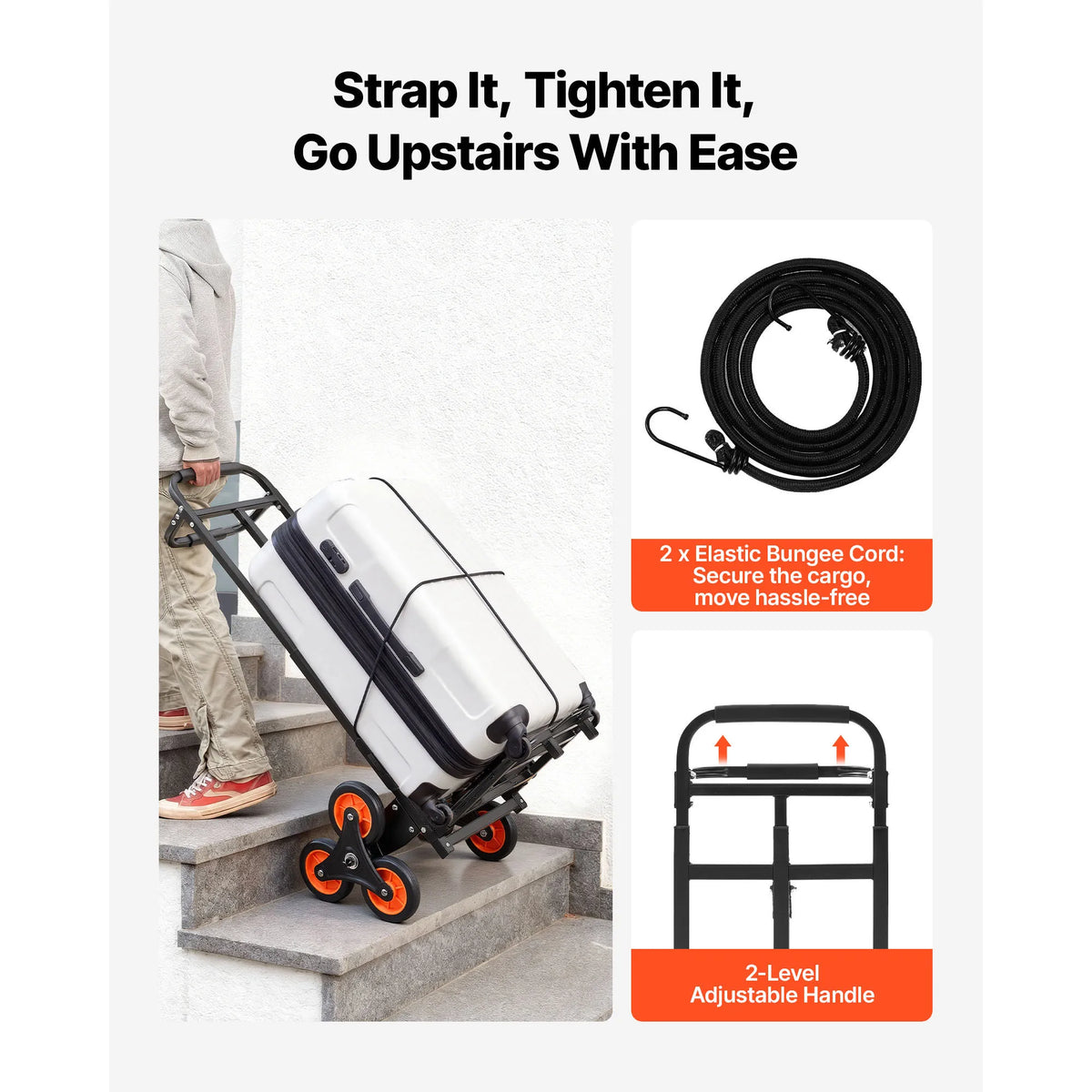 SucceBuy Stair Climbing Folding Cart With Telescoping Handle