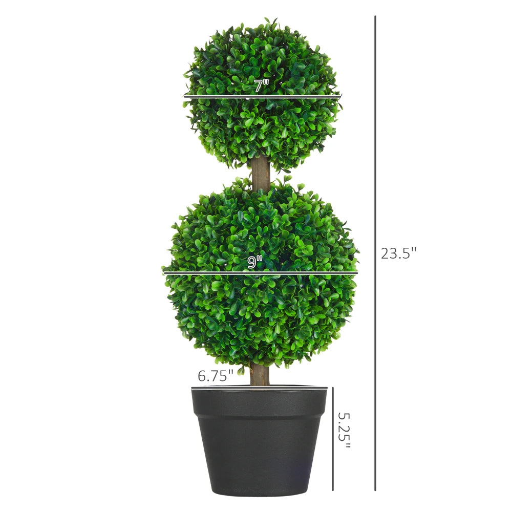 HOMCOM Artificial Boxwood Topiary Tree For Indoor Outdoor Decor