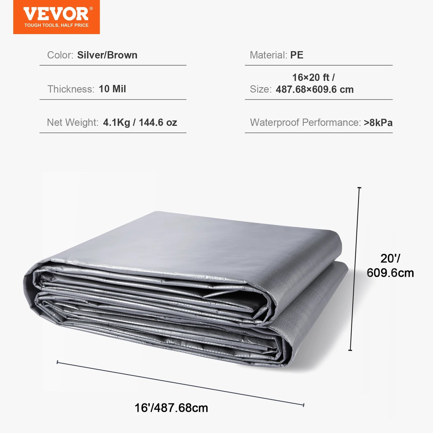 SucceBuy Heavy Duty Tarp Waterproof Poly Tarpaulin With Grommets