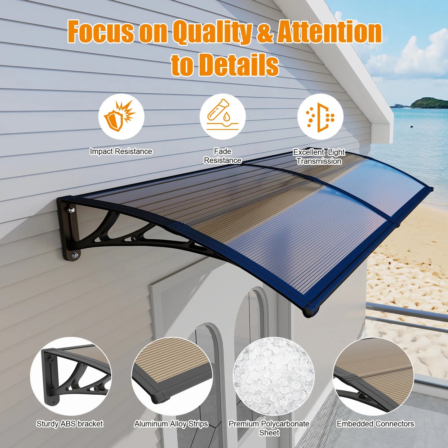 Guansu-CN Polycarbonate Door Window Awnings for Rain Sun Snow Protection
