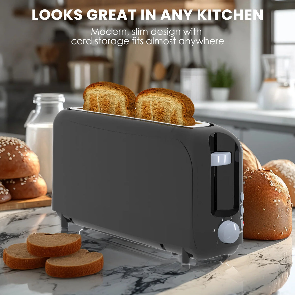Premium Electric Toaster With Defrost And Reheat Functions