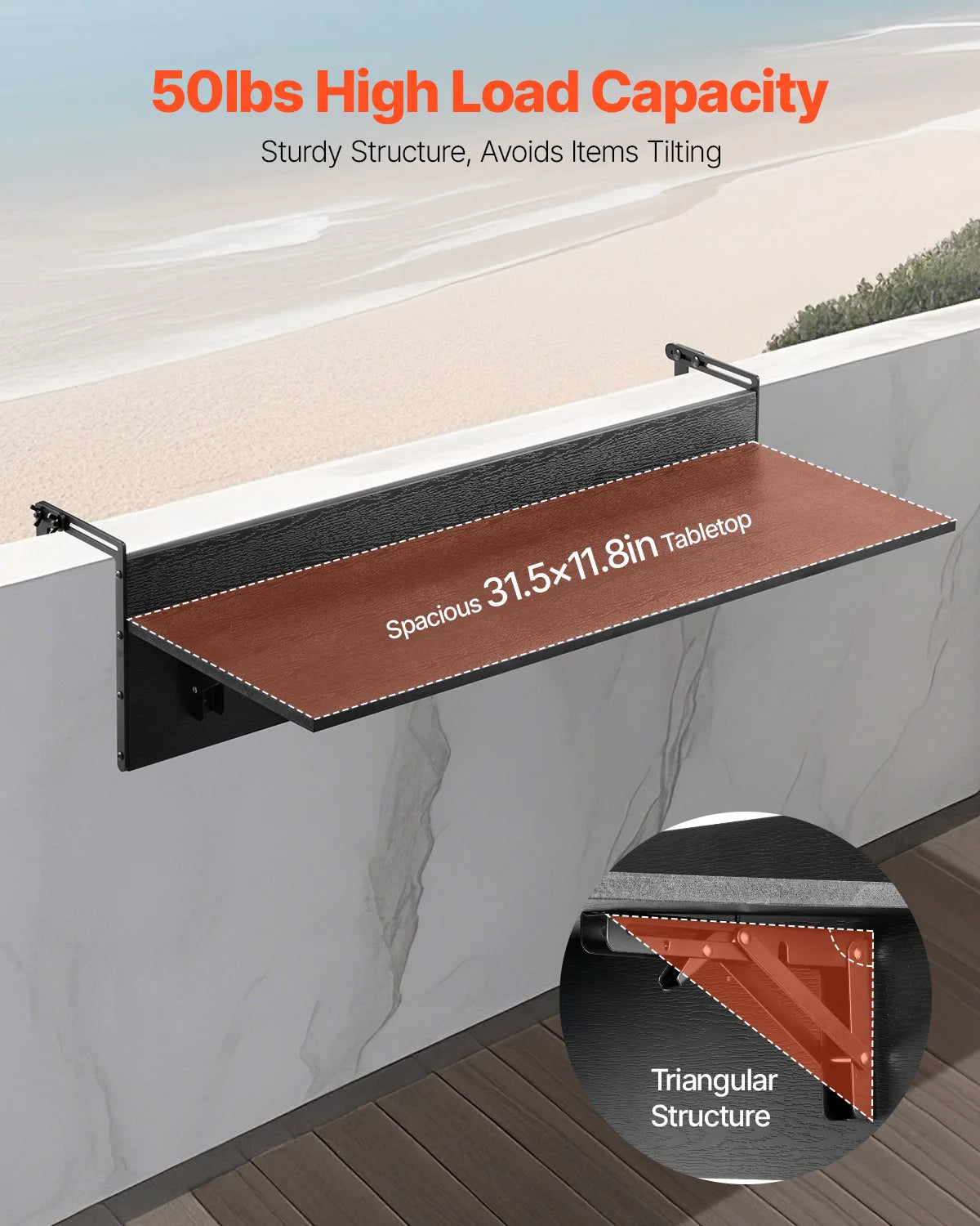 SucceBuy Balcony Hanging Table Folding Railing Table For Outdoor Patio