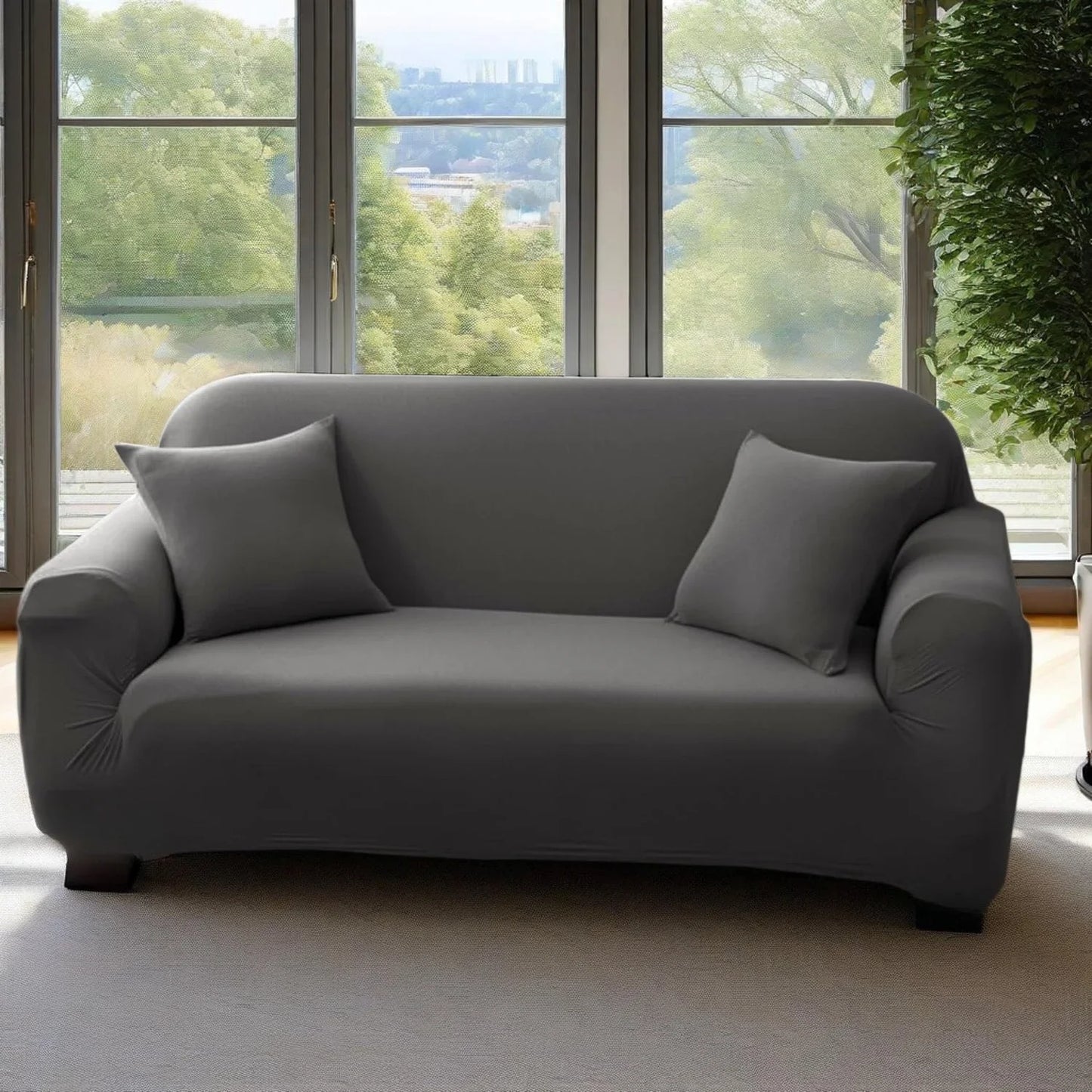 Soil Color Sofa Cover 1 2 3 4 Seater Slip Cover Sofa Couch Stretch Elastic Fabric Chair Loveseat Universal Furniture Protector