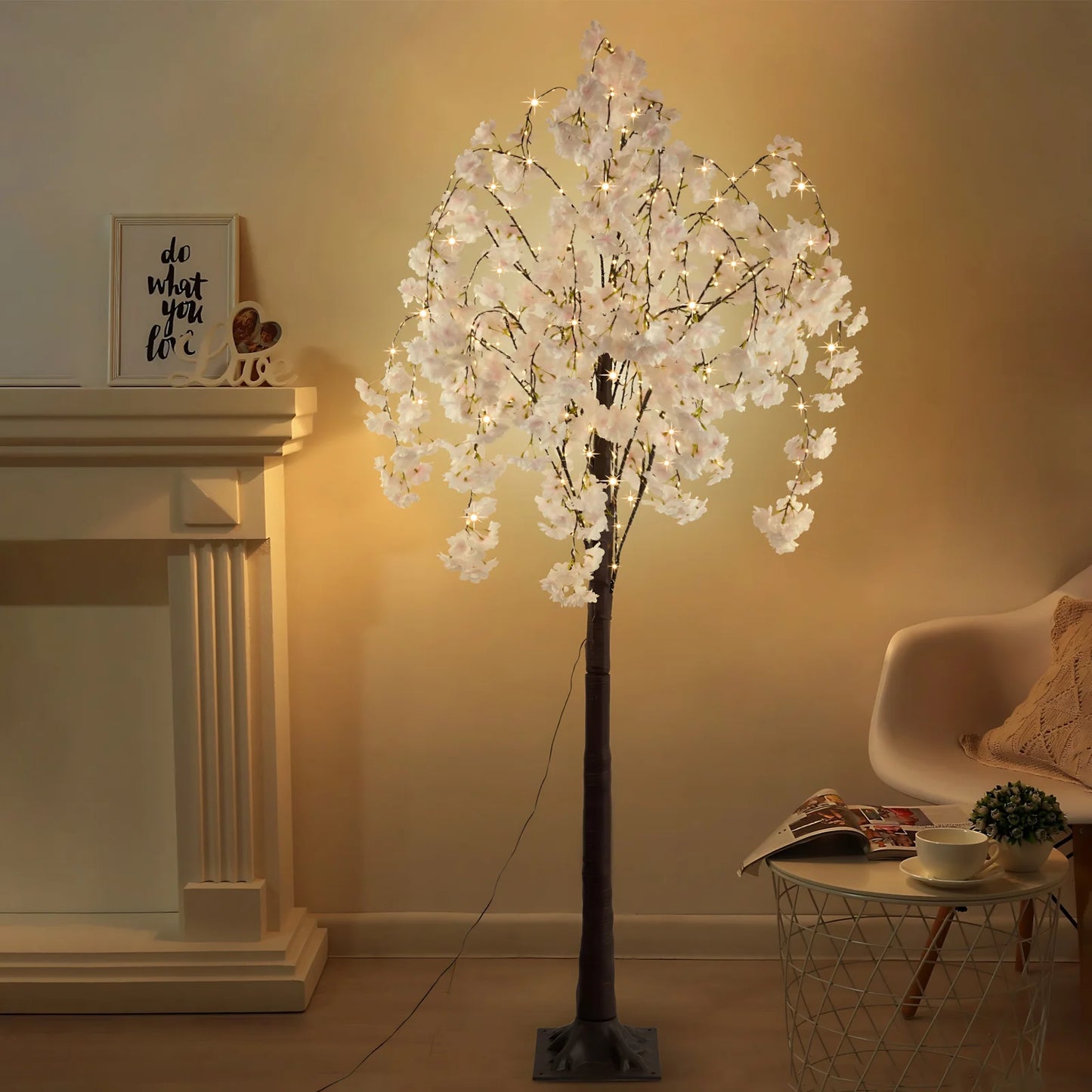 Cherry Blossom LED Tree Floor Lamp With Warm White Lights