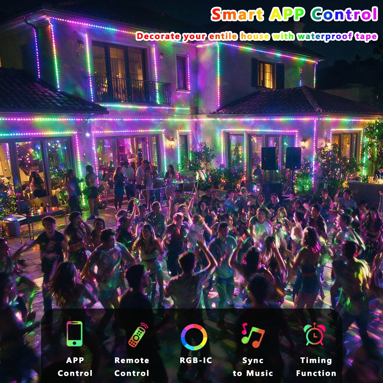 WS2812 RGB LED Strip Lights IP68 USB Powered Music Sync