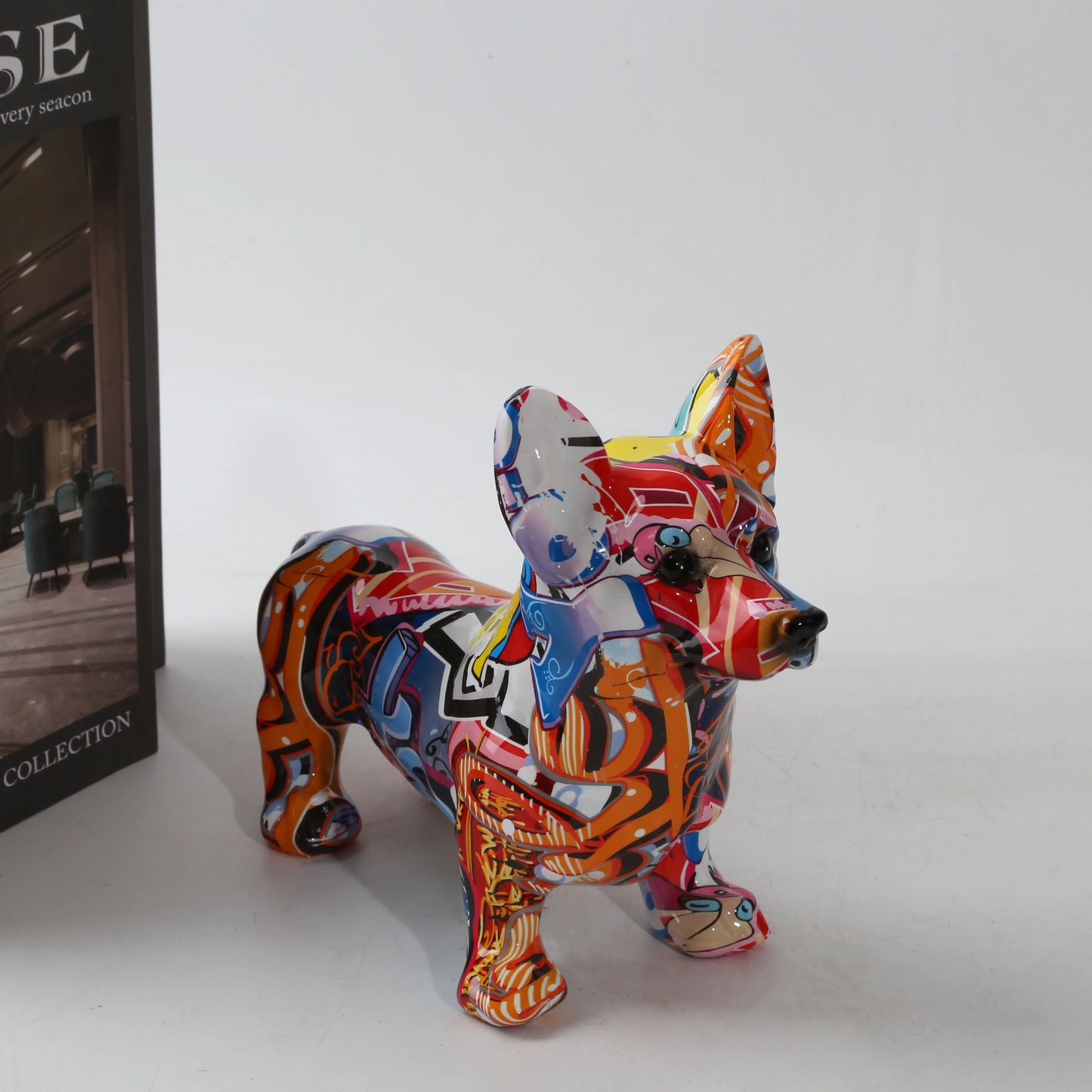FLYuechun Ranan Nordic Corgi Dog Resin Ornament Home Office