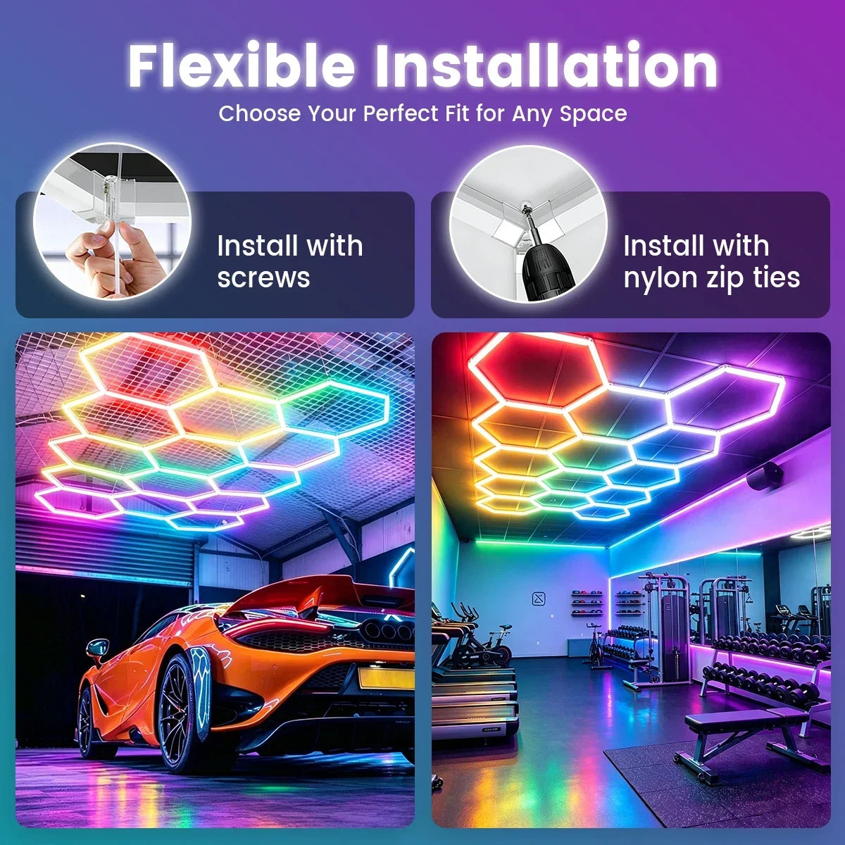 VASTFIRE Smart Hexagonal RGB Ambient Tube Light With App Control