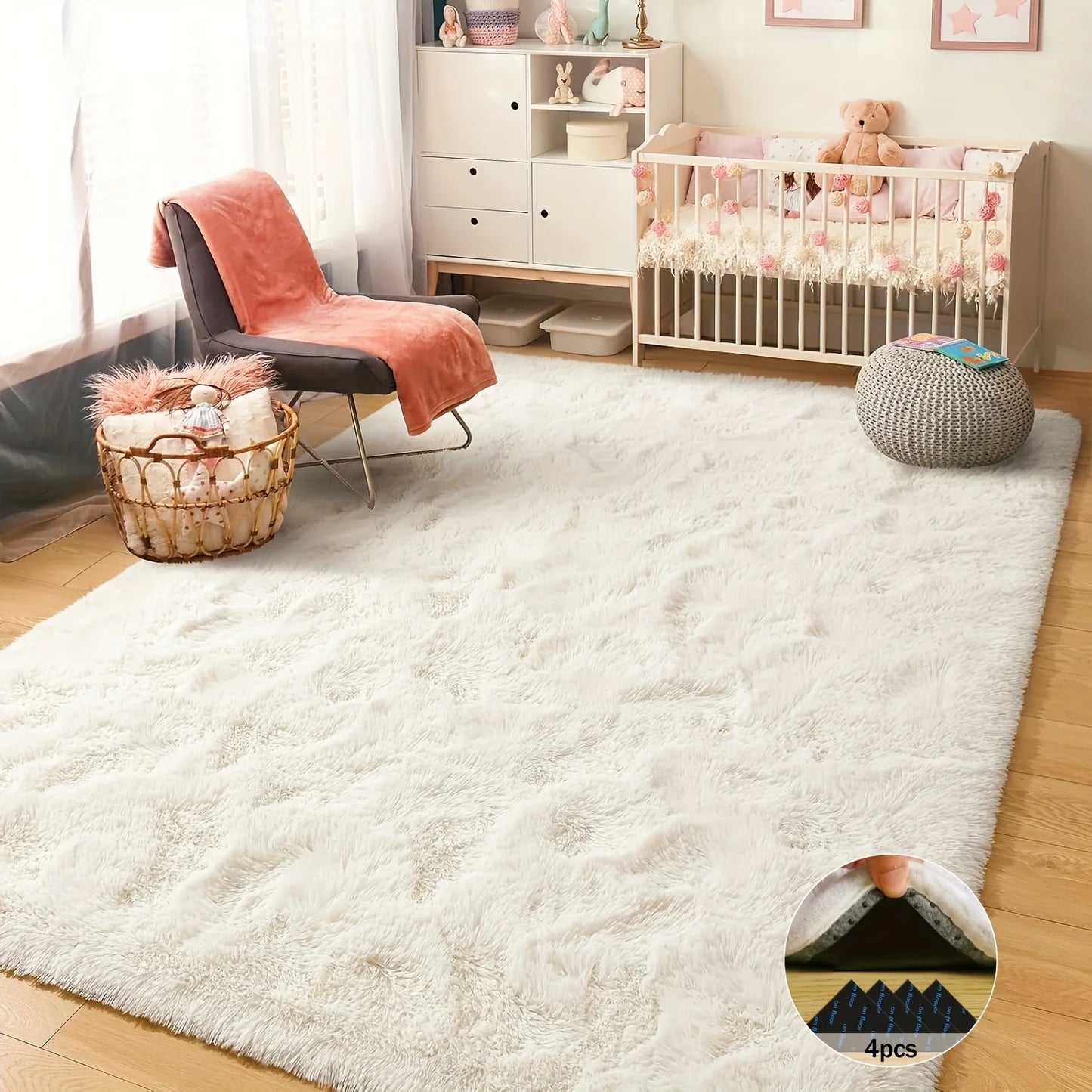 Aubusson Style Soft Shag Rug Non Slip for Home Living