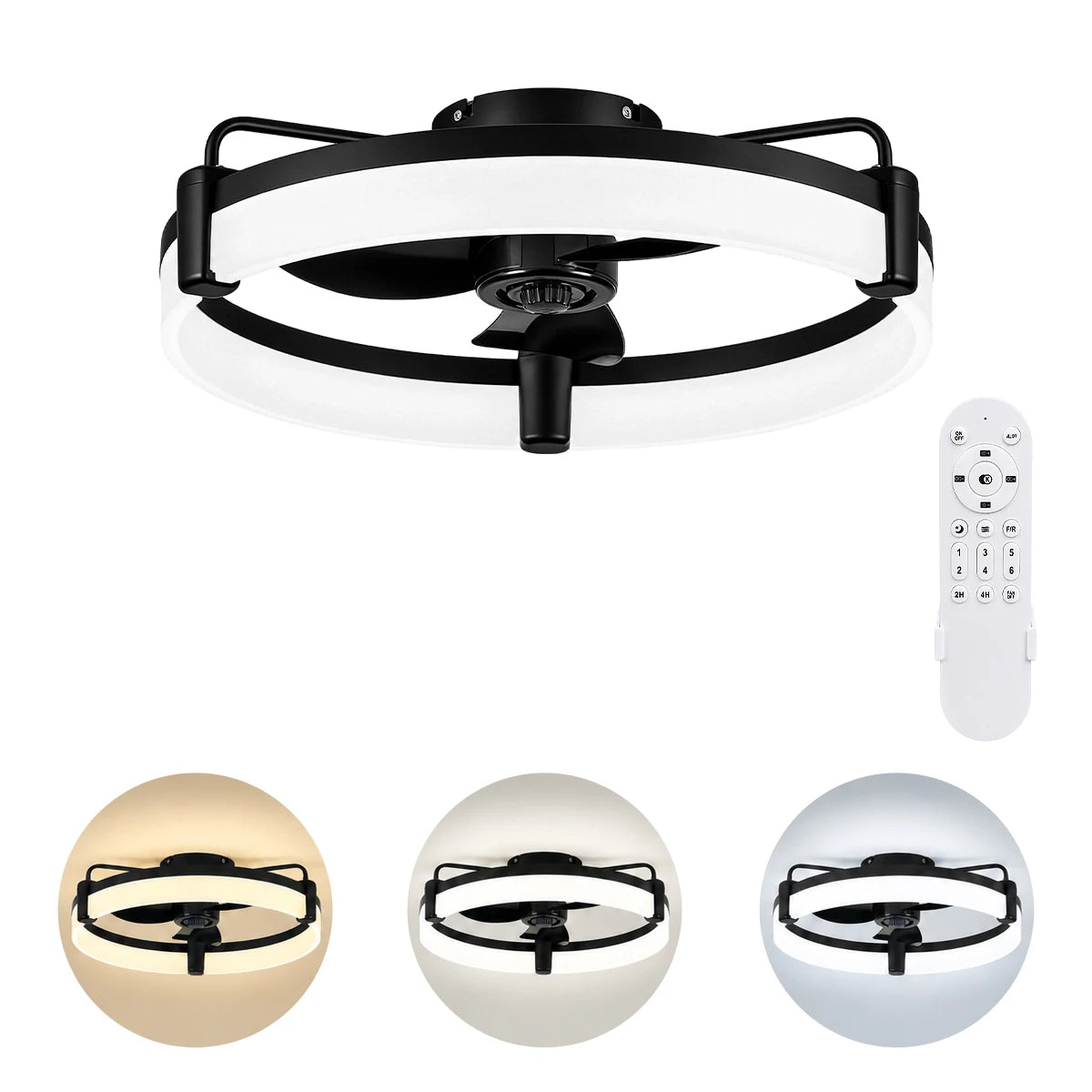 Aiopp Ultra Quiet Round Ceiling Fan Light With Dimmable LED