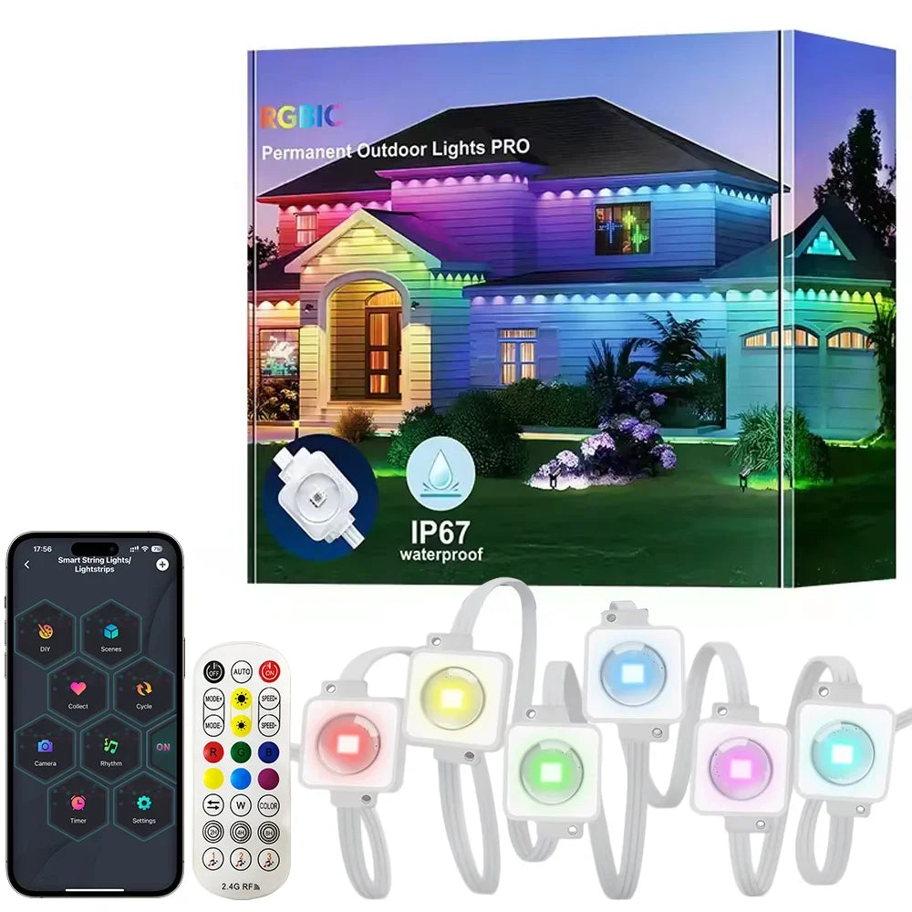 MIMIRGB Smart Outdoor Lights IP67 Waterproof Eaves String Music Sync