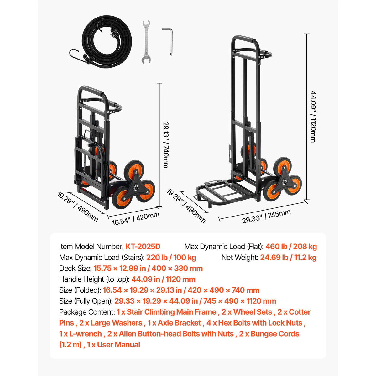 SucceBuy Stair Climbing Folding Cart With Telescoping Handle