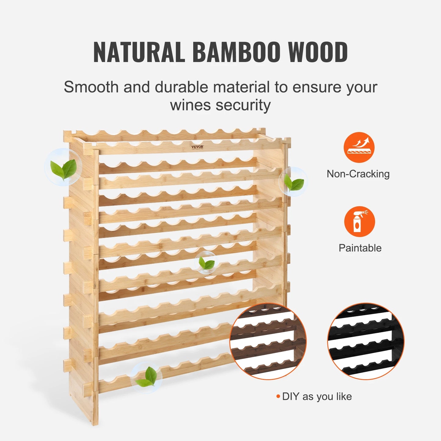 SucceBuy Bamboo Stackable Wine Rack Free Standing Storage Display