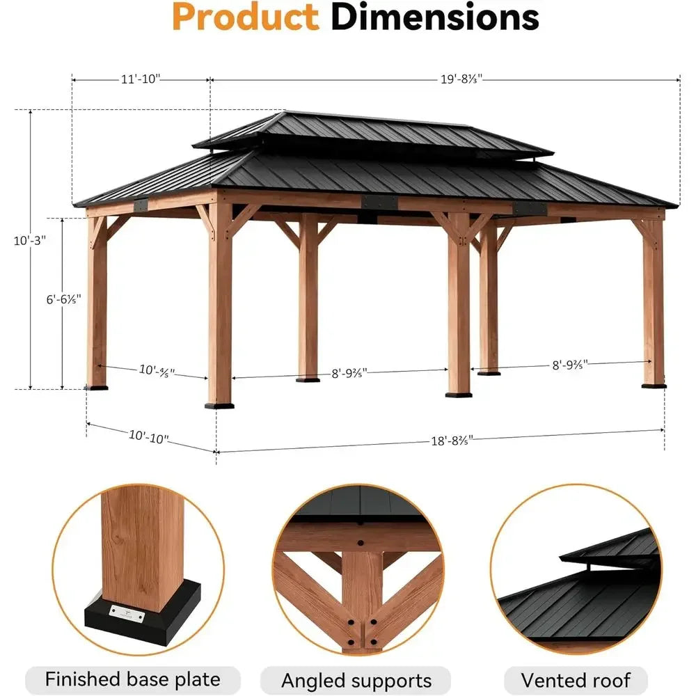 Wood Gazebo With Permanent Hardtop Pavilion