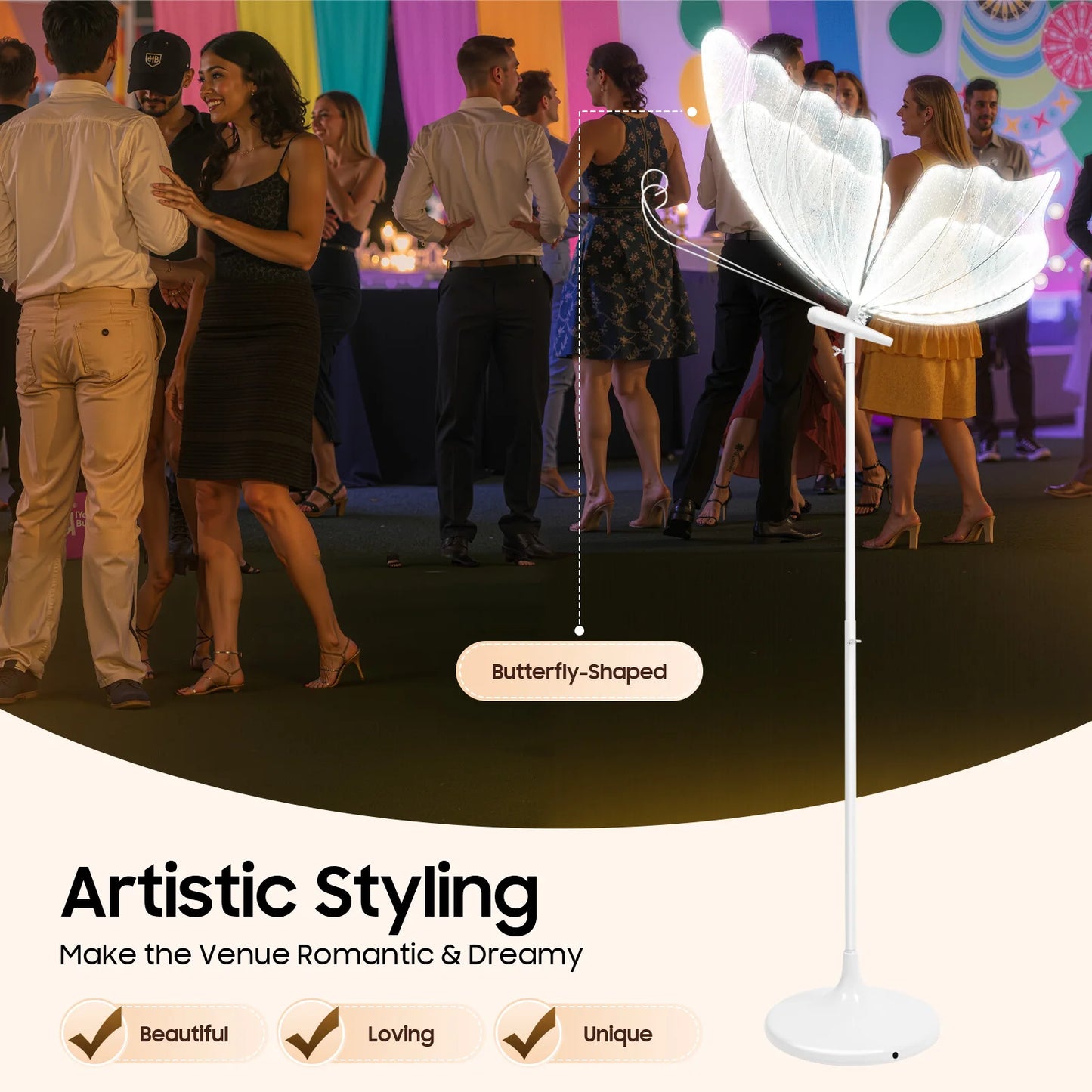 Butterfly LED Floor Lamp Set, Adjustable Height, 48W, 110V